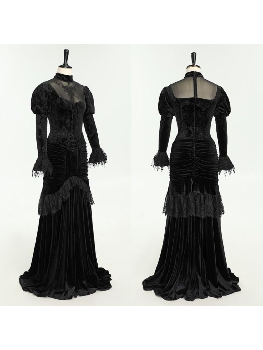Gothic Witch Vampire Dress | Medieval Renaissance Velvet Costume for Halloween - Picture 2 of 7